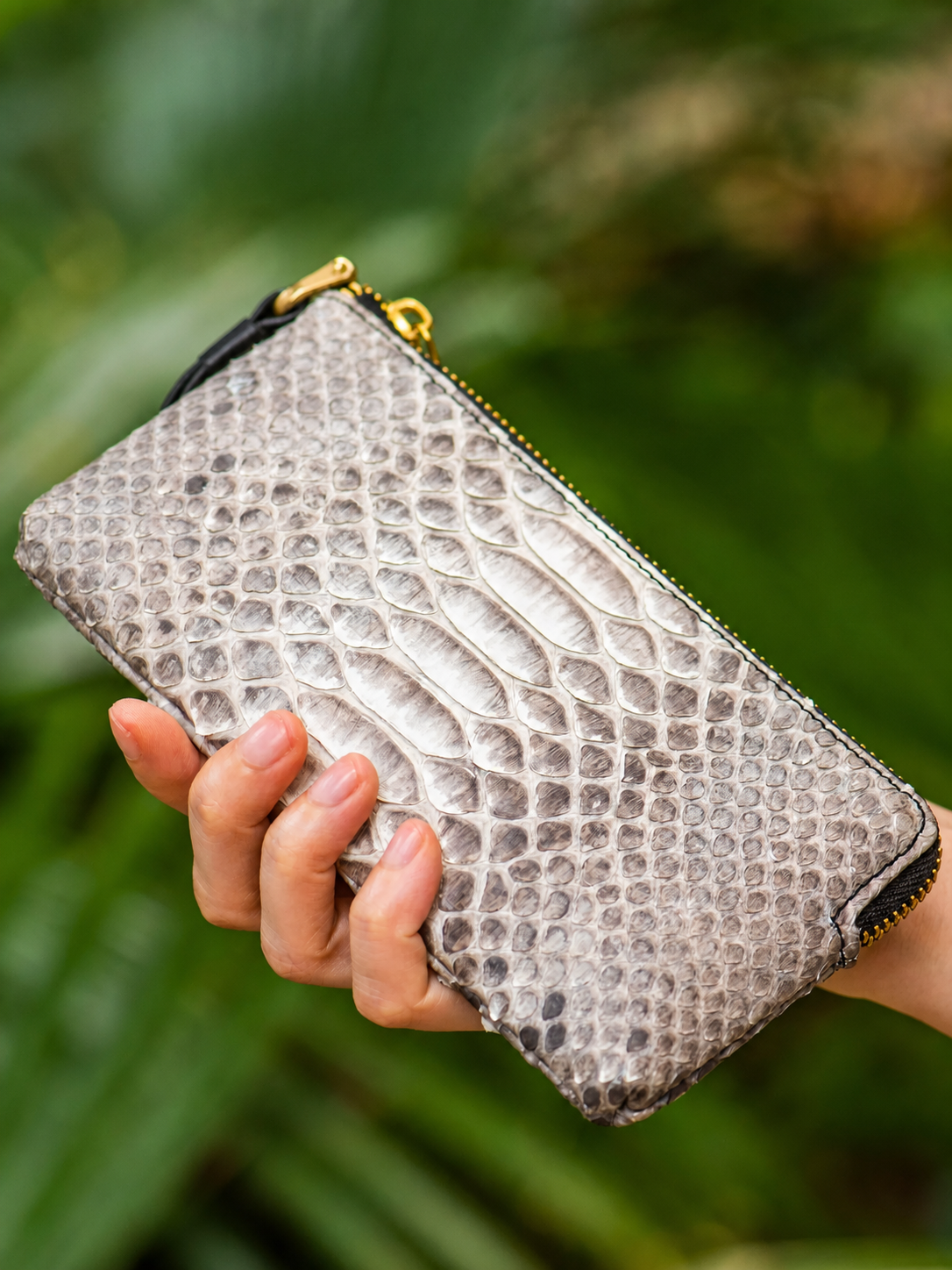 python skin leather biker clutch wallet 4