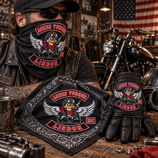 free design support for a custom motorcycle club rider accessory order.