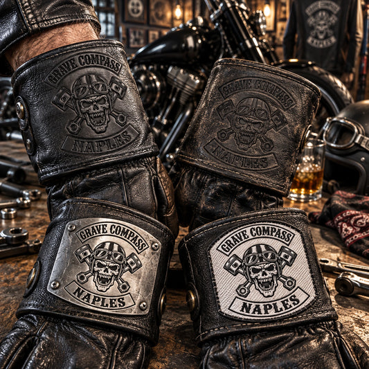 leather branding method for custom motorcycle club rider gear.