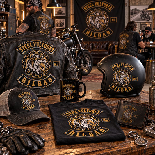 review design sample for a custom motorcycle club rider accessory order.