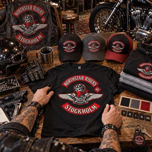 send logo requirements for a custom motorcycle club rider accessory order.
