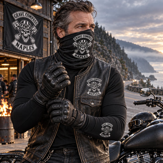 wind cold weather riding accessories for motorcycle club members.