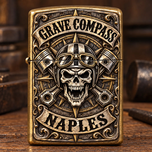 Raised-relief motorcycle club lighter with an authorized emblem
