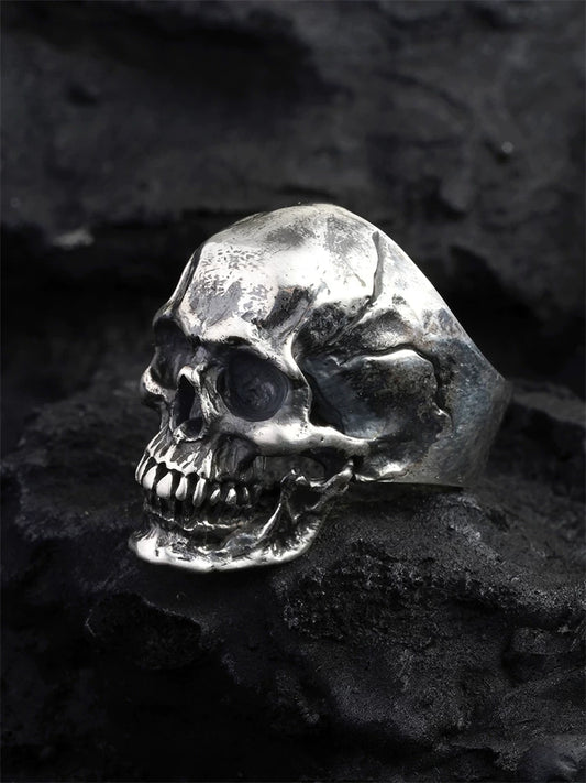 Realistic Skull 925 Sterling Silver Biker Ring - view 2
