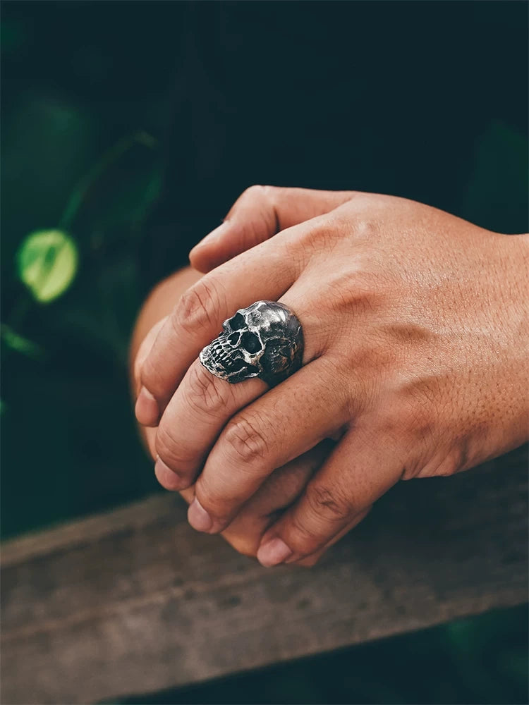 Realistic Skull 925 Sterling Silver Biker Ring - view 4