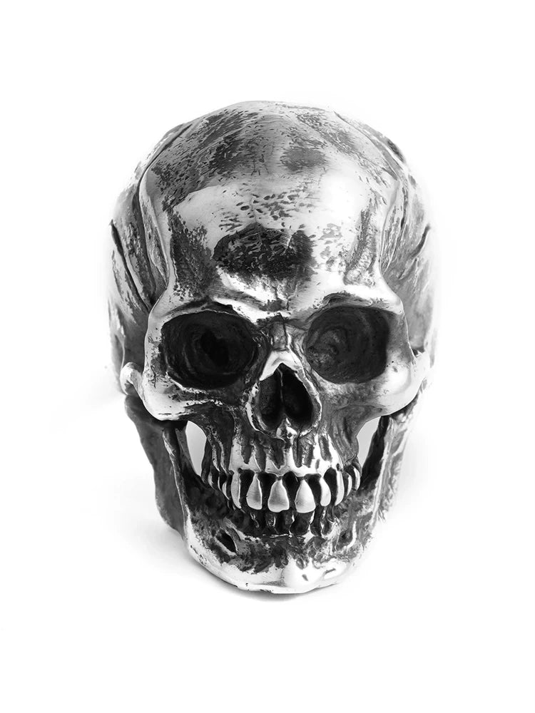 Realistic Skull 925 Sterling Silver Biker Ring - view 5