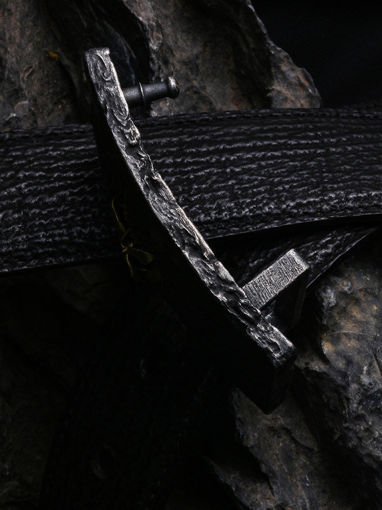 Rebirth Sculpted Silver and Brass Biker Belt — alternate product view 1