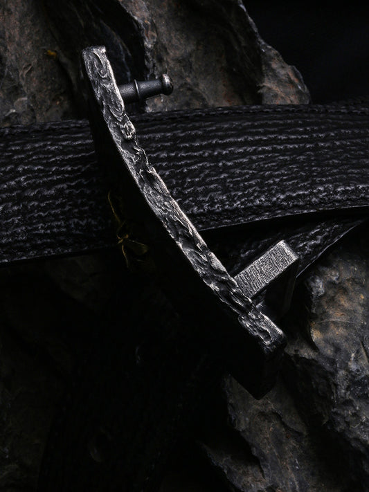 Rebirth Sculpted Silver and Brass Biker Belt — alternate product view 1