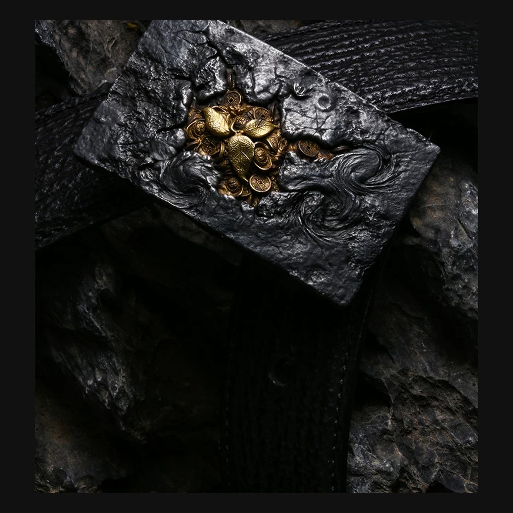 Rebirth Sculpted Silver and Brass Biker Belt product view