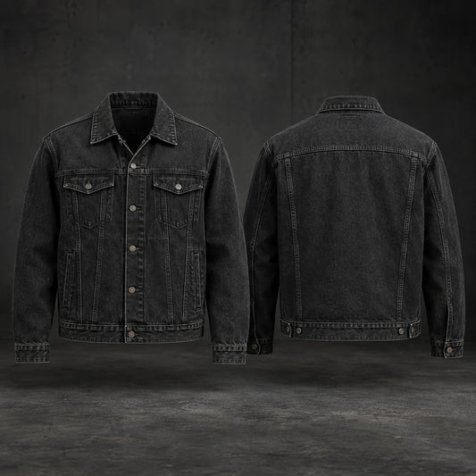 Relaxed-fit motorcycle club denim jacket designed for movement and layering.