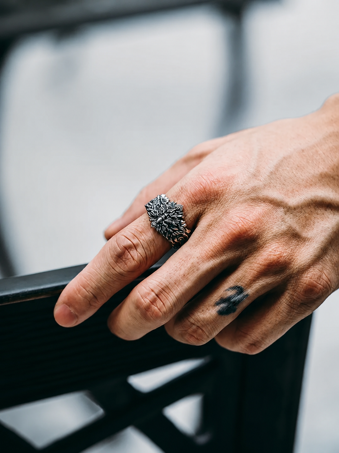 Roc Bird Sterling Silver Biker Ring - product view 3