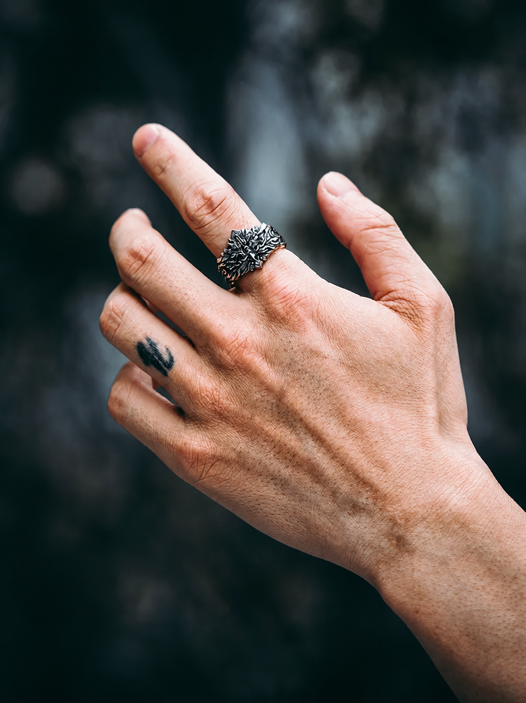 Roc Bird Sterling Silver Biker Ring - product view 4