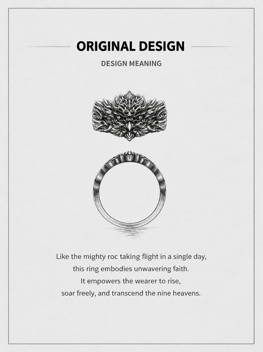 Roc Bird Sterling Silver Biker Ring - product view 5