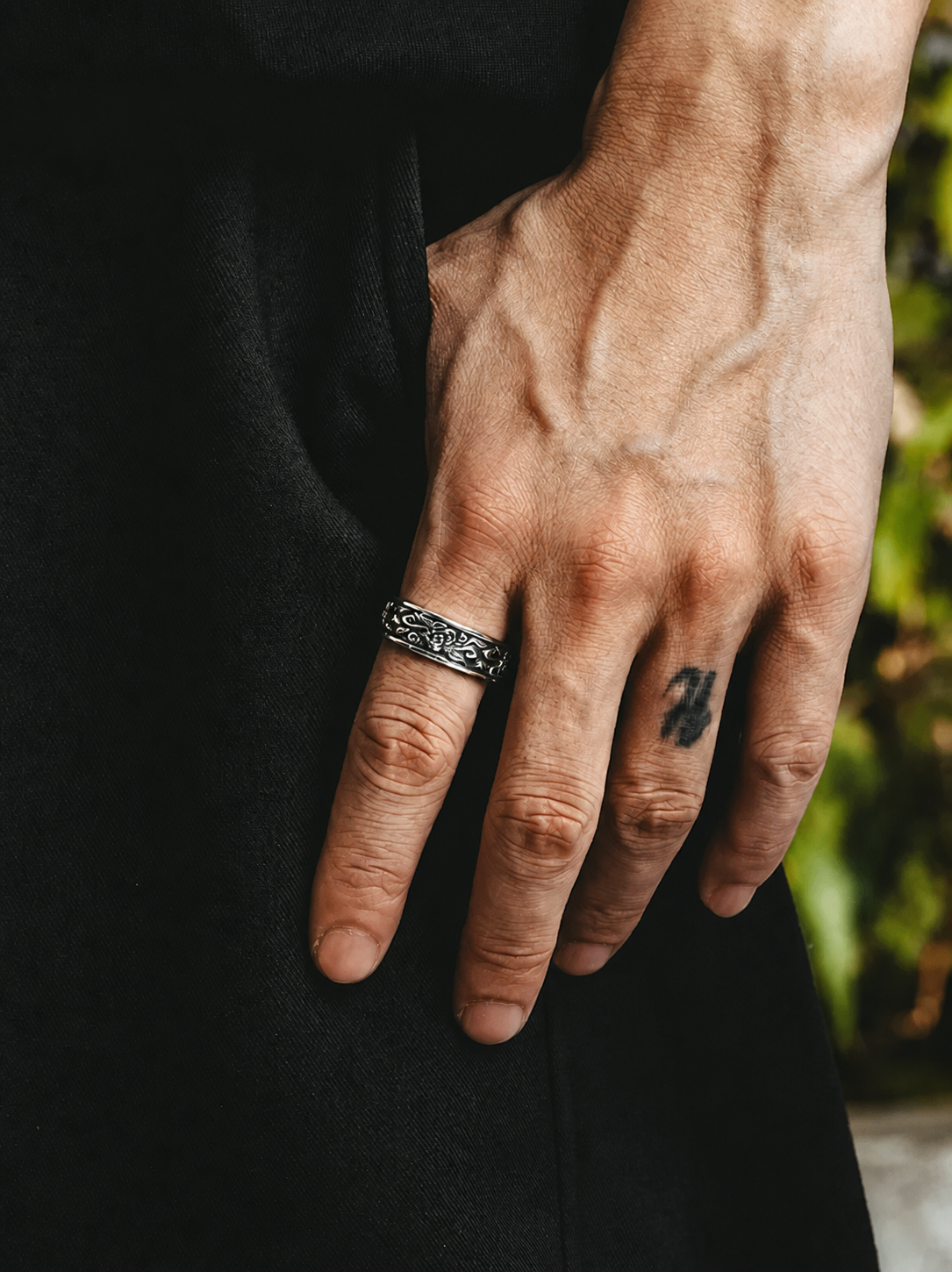 Rose Relief Sterling Silver Ring - product view 3