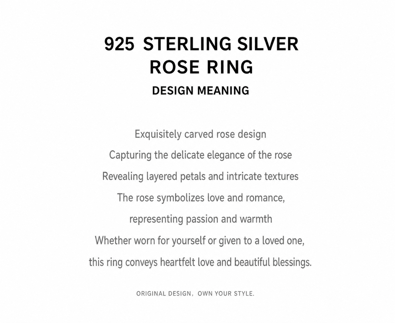 Rose Relief Sterling Silver Ring - English product detail 6