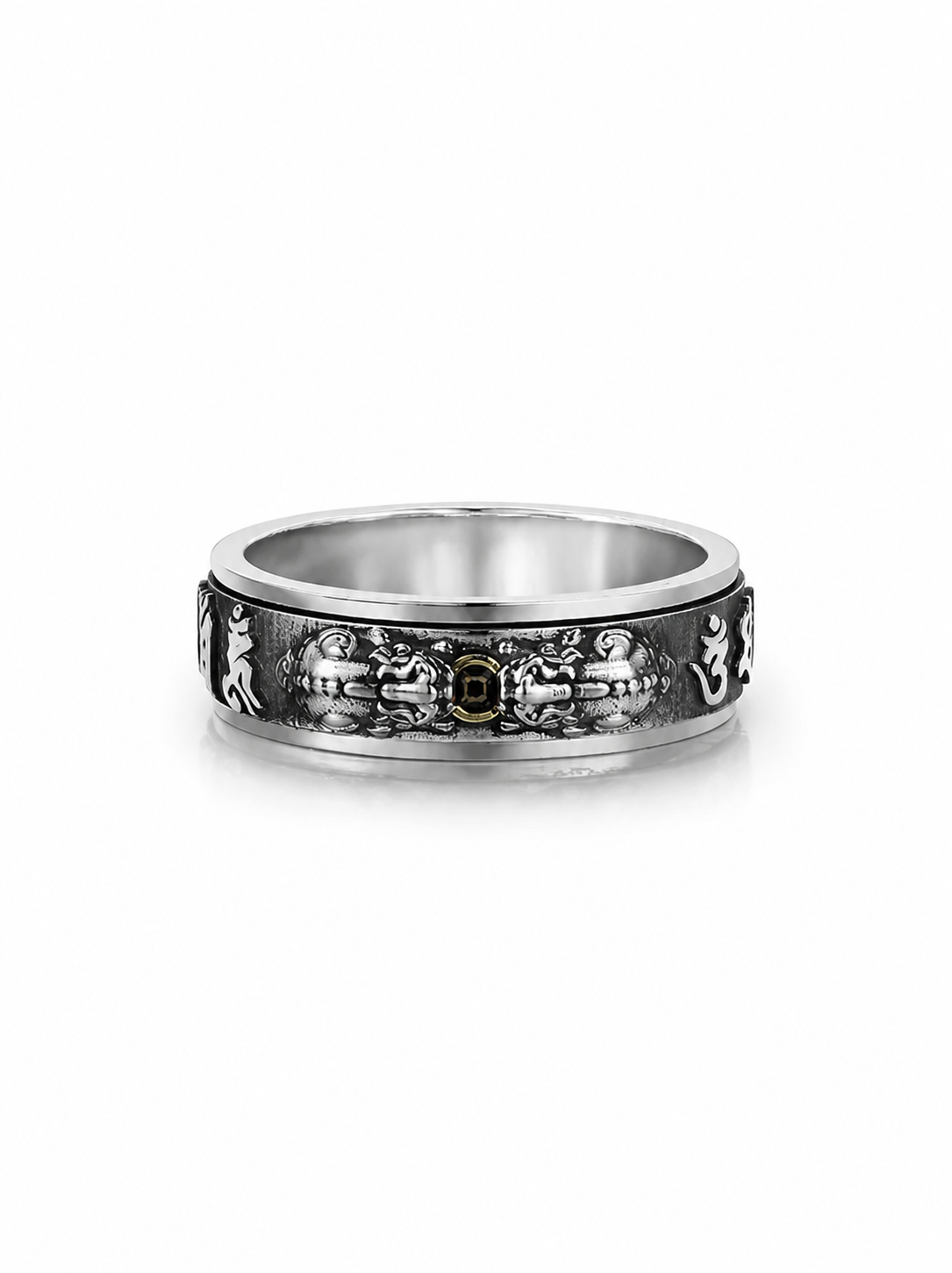 Rotating Pixiu Mantra Sterling Silver Ring - product view 4