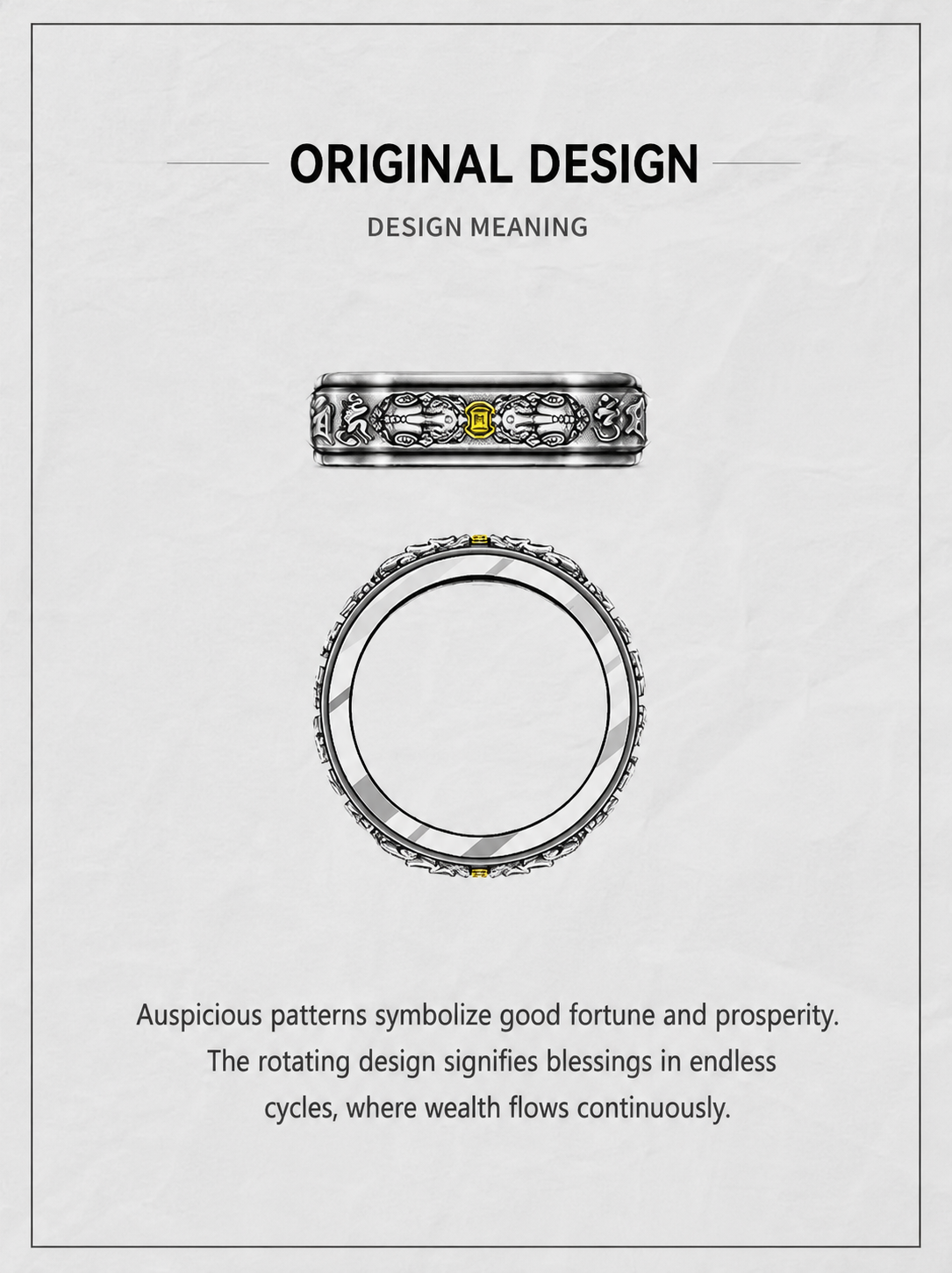 Rotating Pixiu Mantra Sterling Silver Ring - product view 5