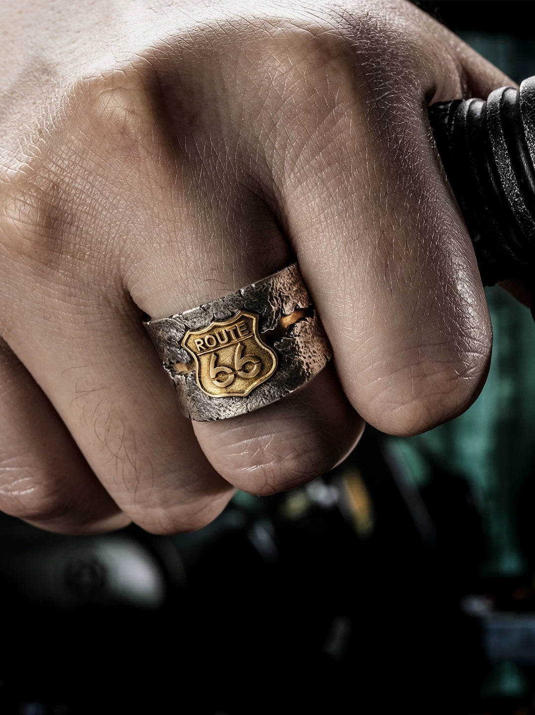 Route 66 925 Sterling Silver Biker Ring – view 3