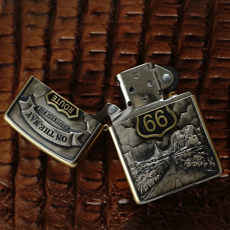 Route 66 Hand-Carved Biker Lighter Case 3 product angle
