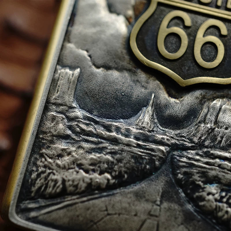 Route 66 Hand-Carved Biker Lighter Case 4 product angle