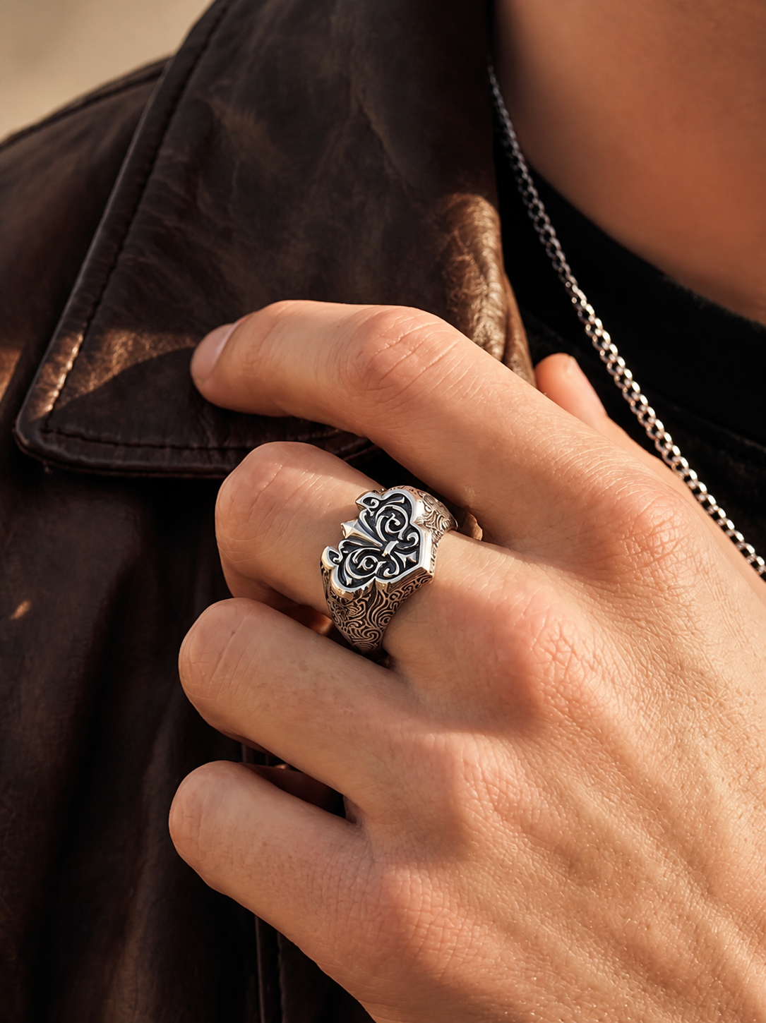 Ruyi Lock Sterling Silver Ring - product view 2