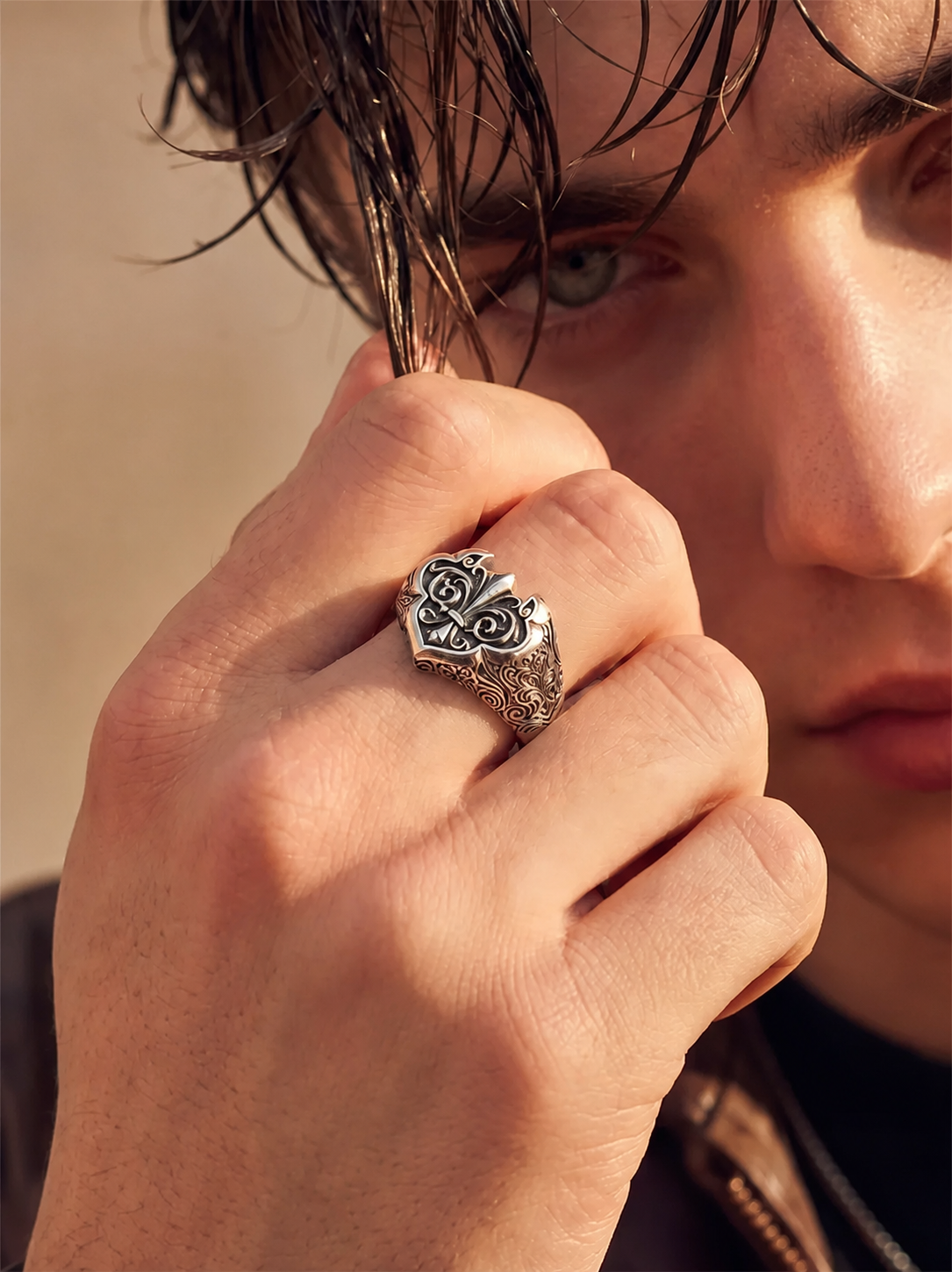 Ruyi Lock Sterling Silver Ring - product view 4