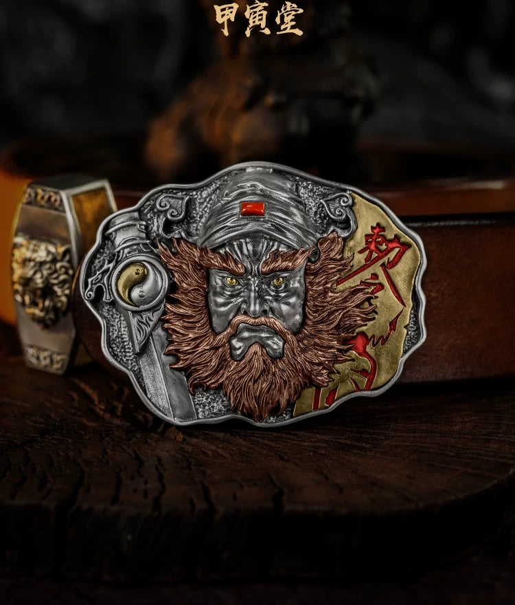 Sacred Lord Zhong Kui Biker Belt Buckle detail view 2