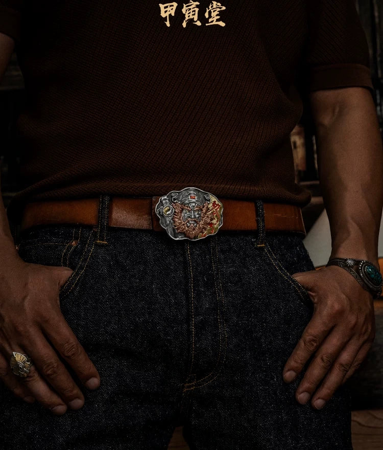 Sacred Lord Zhong Kui Biker Belt Buckle detail view 3