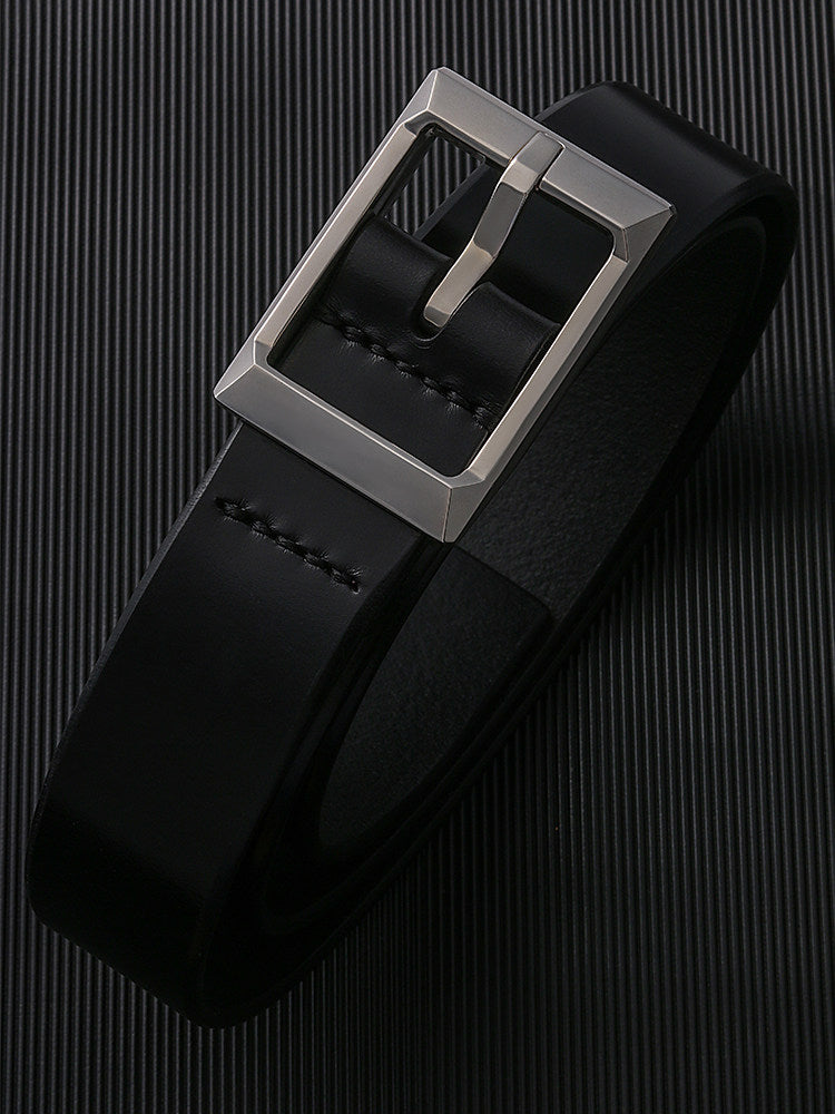 Sanli Square Silver Bridle Leather Biker Belt — product view