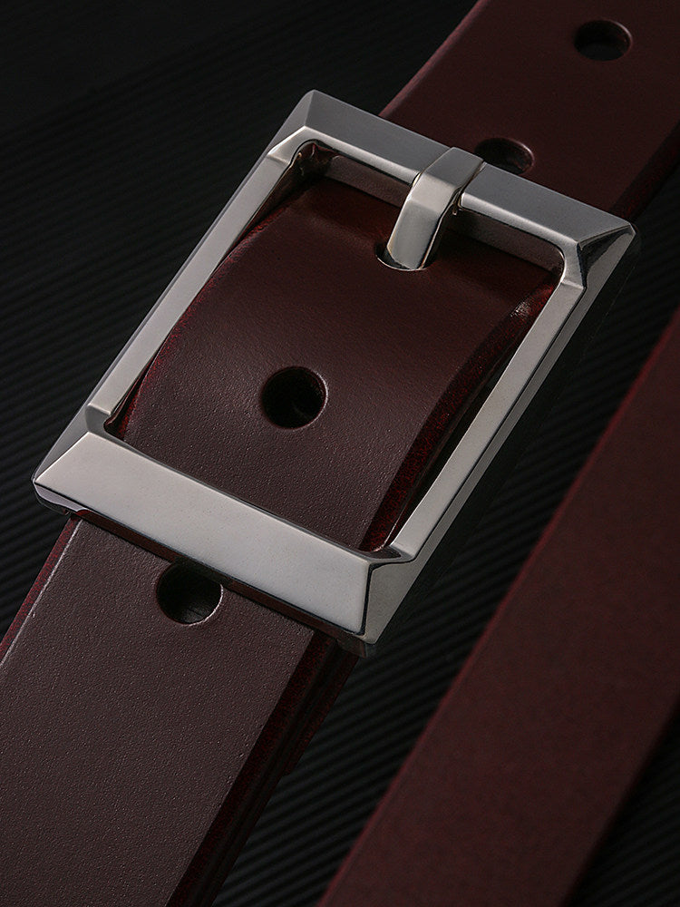 Sanli Square Silver Bridle Leather Biker Belt — alternate product view 2