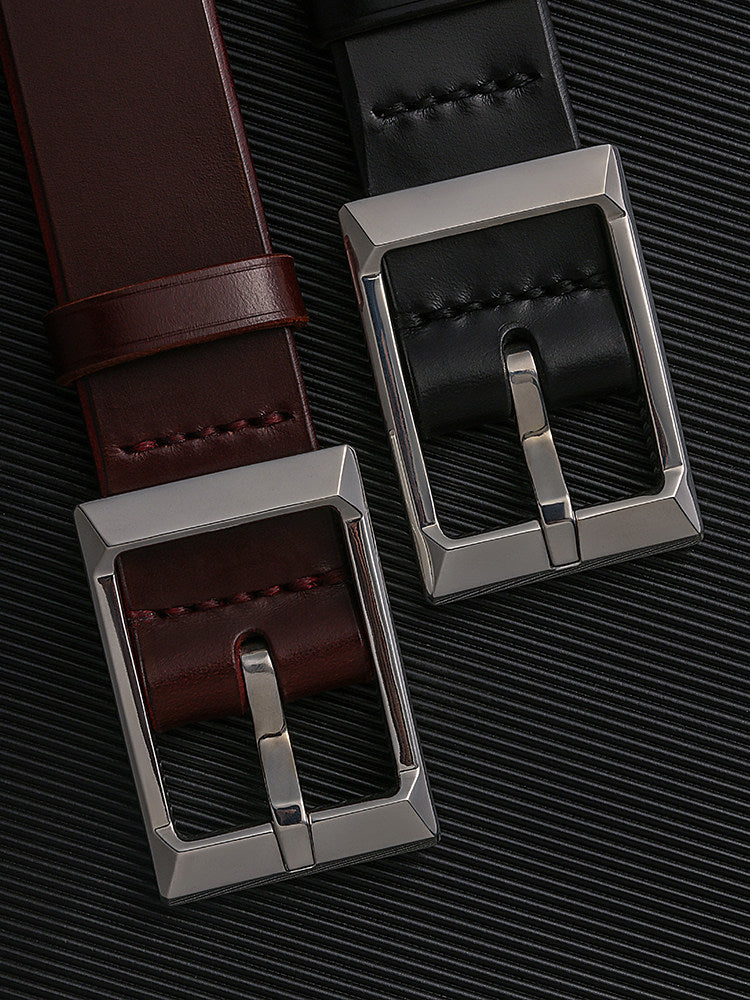 Sanli Square Silver Bridle Leather Biker Belt — alternate product view 3