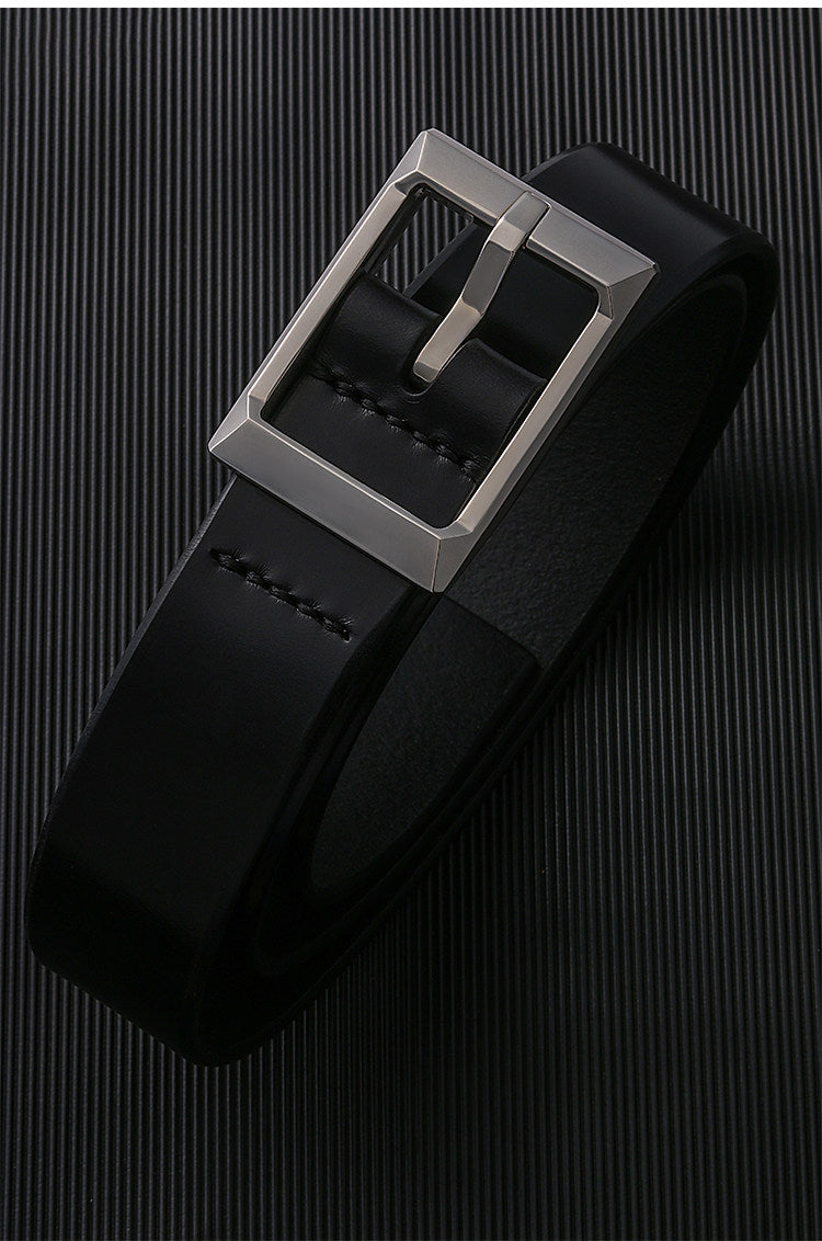 Sanli Square Silver Bridle Leather Biker Belt — detail view 2