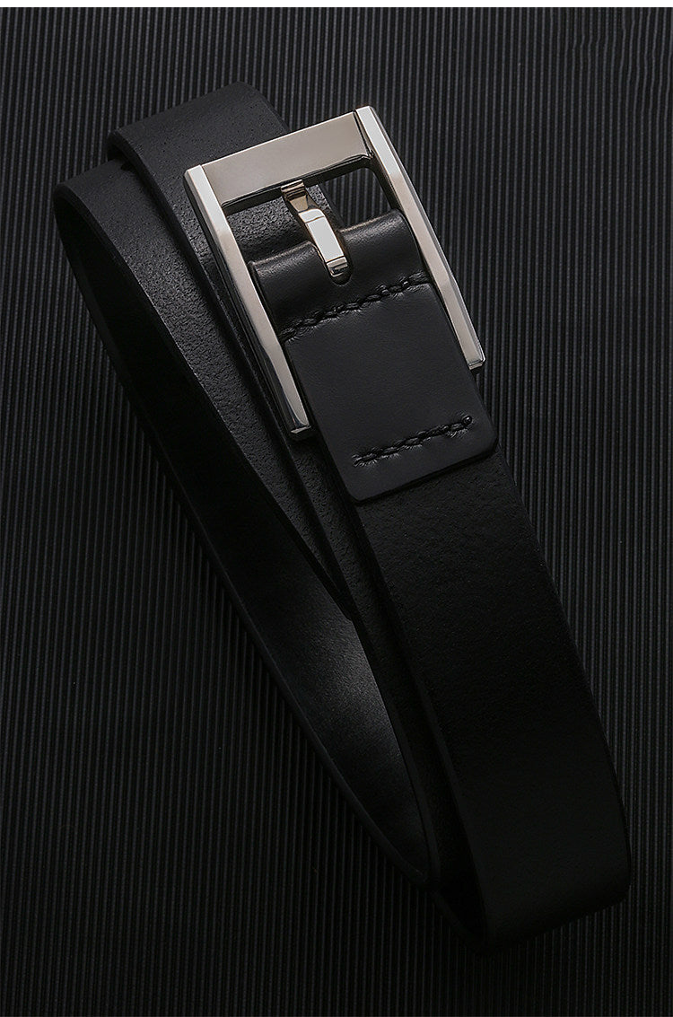 Sanli Square Silver Bridle Leather Biker Belt — detail view 3