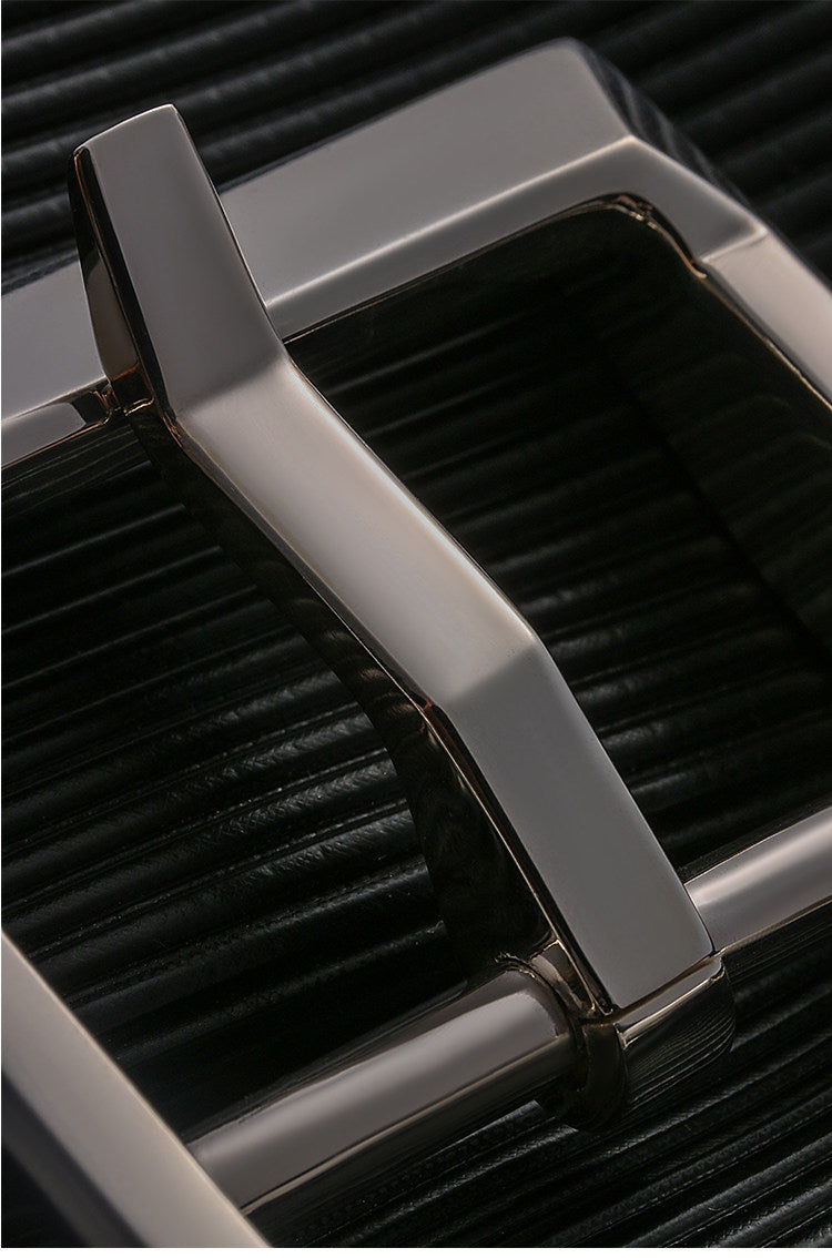 Sanli Square Silver Bridle Leather Biker Belt — detail view 7