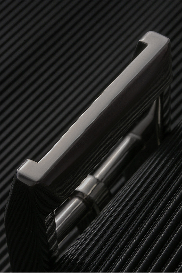Sanli Square Silver Bridle Leather Biker Belt — detail view 8