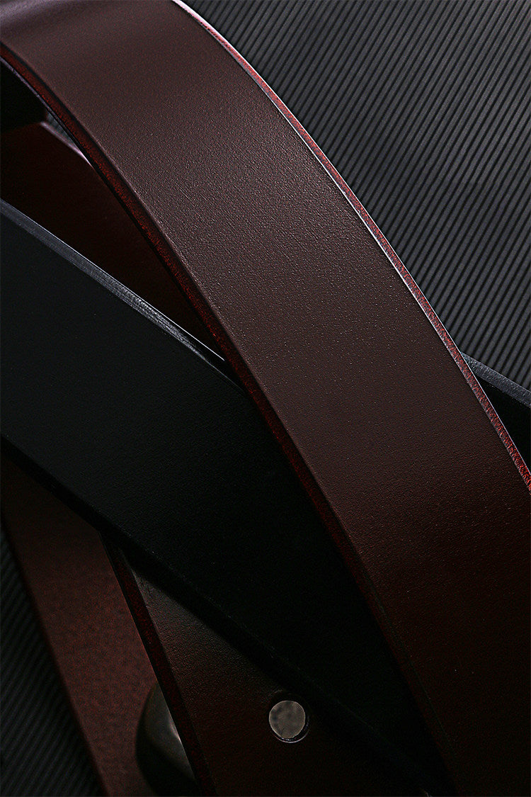Sanli Square Silver Bridle Leather Biker Belt — detail view 10