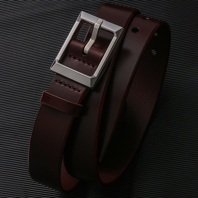 Sanli Square Silver Bridle Leather Biker Belt — detail view 13