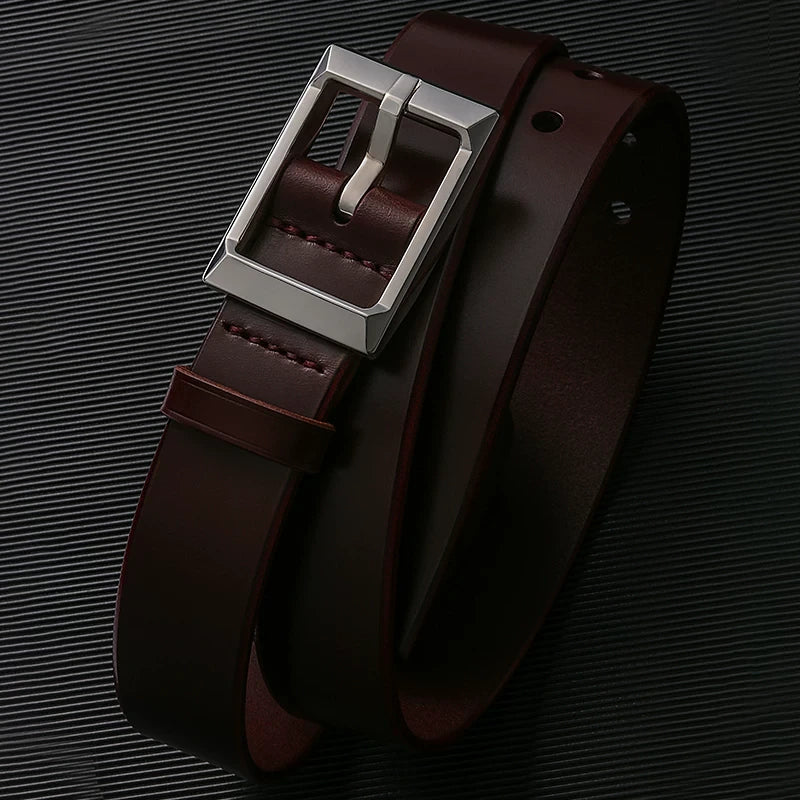 Sanli Square Silver Bridle Leather Biker Belt detail view 1