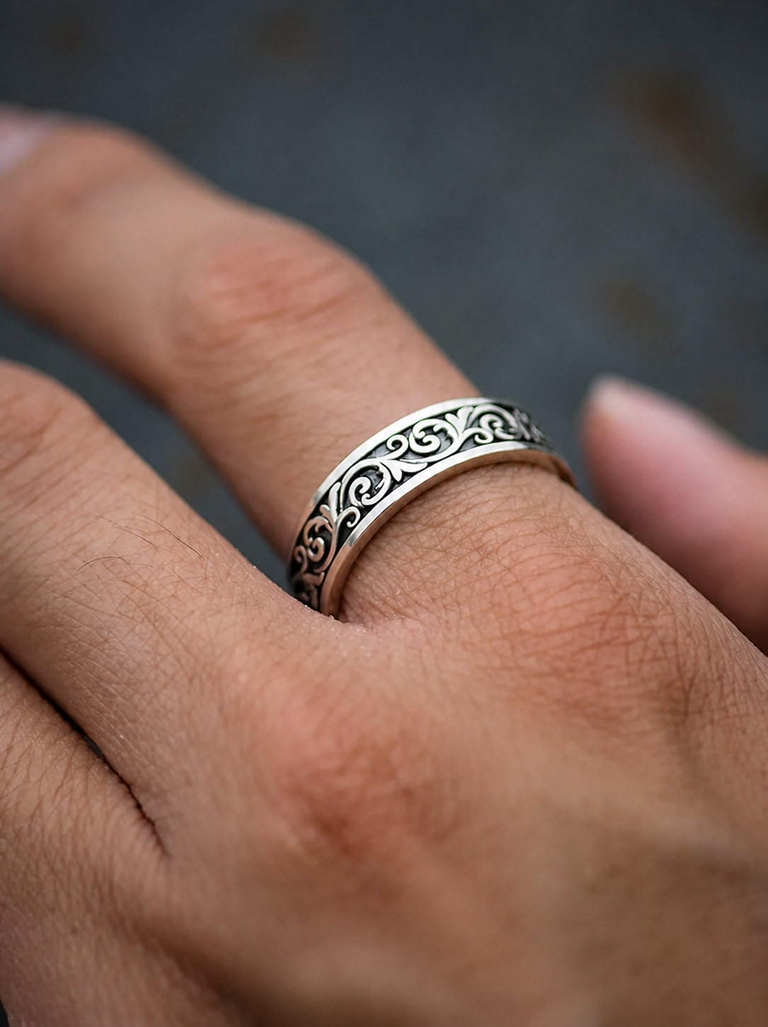 Scrollwork Open Sterling Silver Ring - product view 2