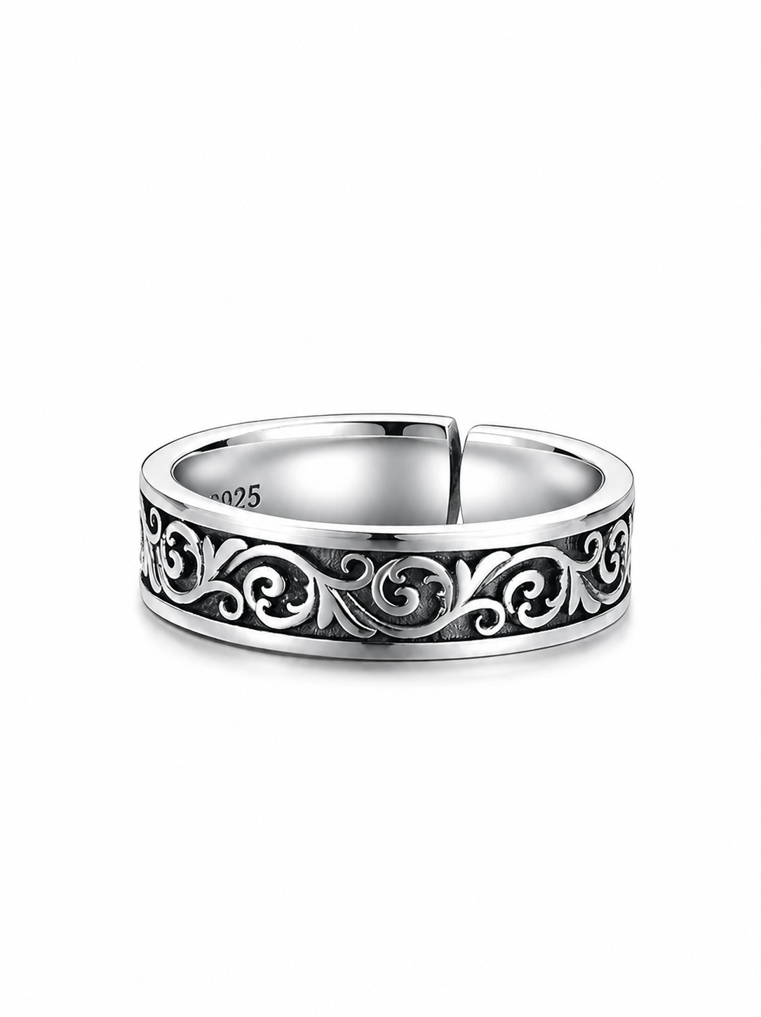Scrollwork Open Sterling Silver Ring - product view 3