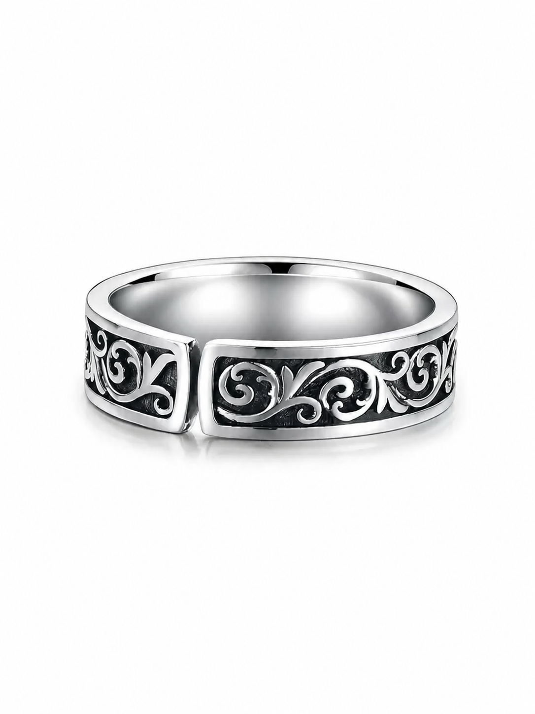 Scrollwork Open Sterling Silver Ring - product view 4