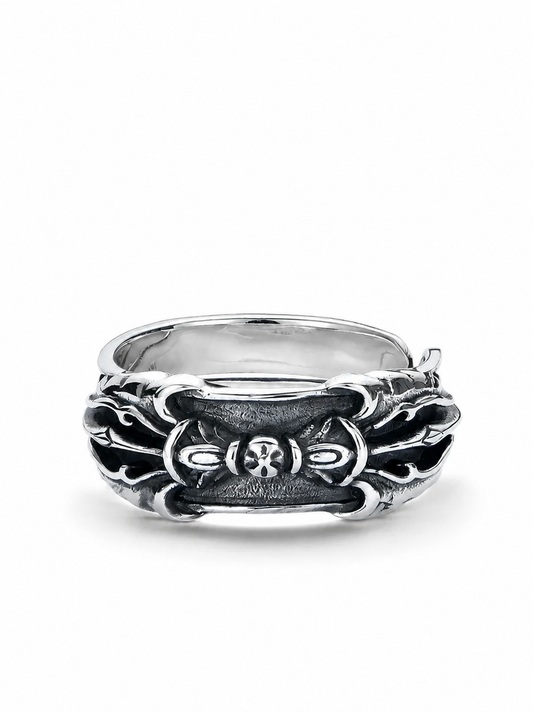 Six-Syllable Mantra Open Sterling Silver Ring - product view 2