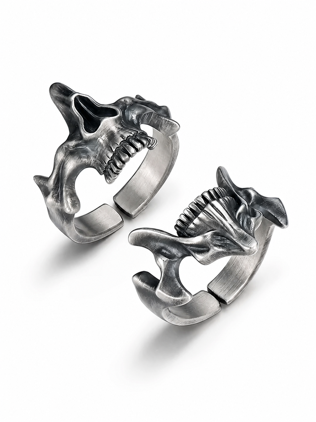 Skull Demon Mask 2-in-1 Sterling Silver Ring - product view