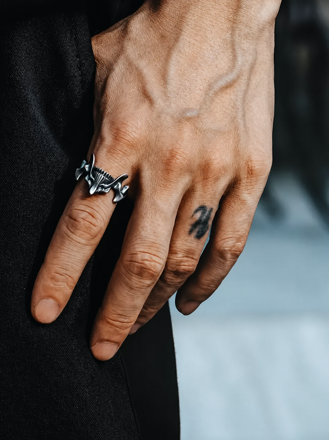 Skull Demon Mask 2-in-1 Sterling Silver Ring - product view 5