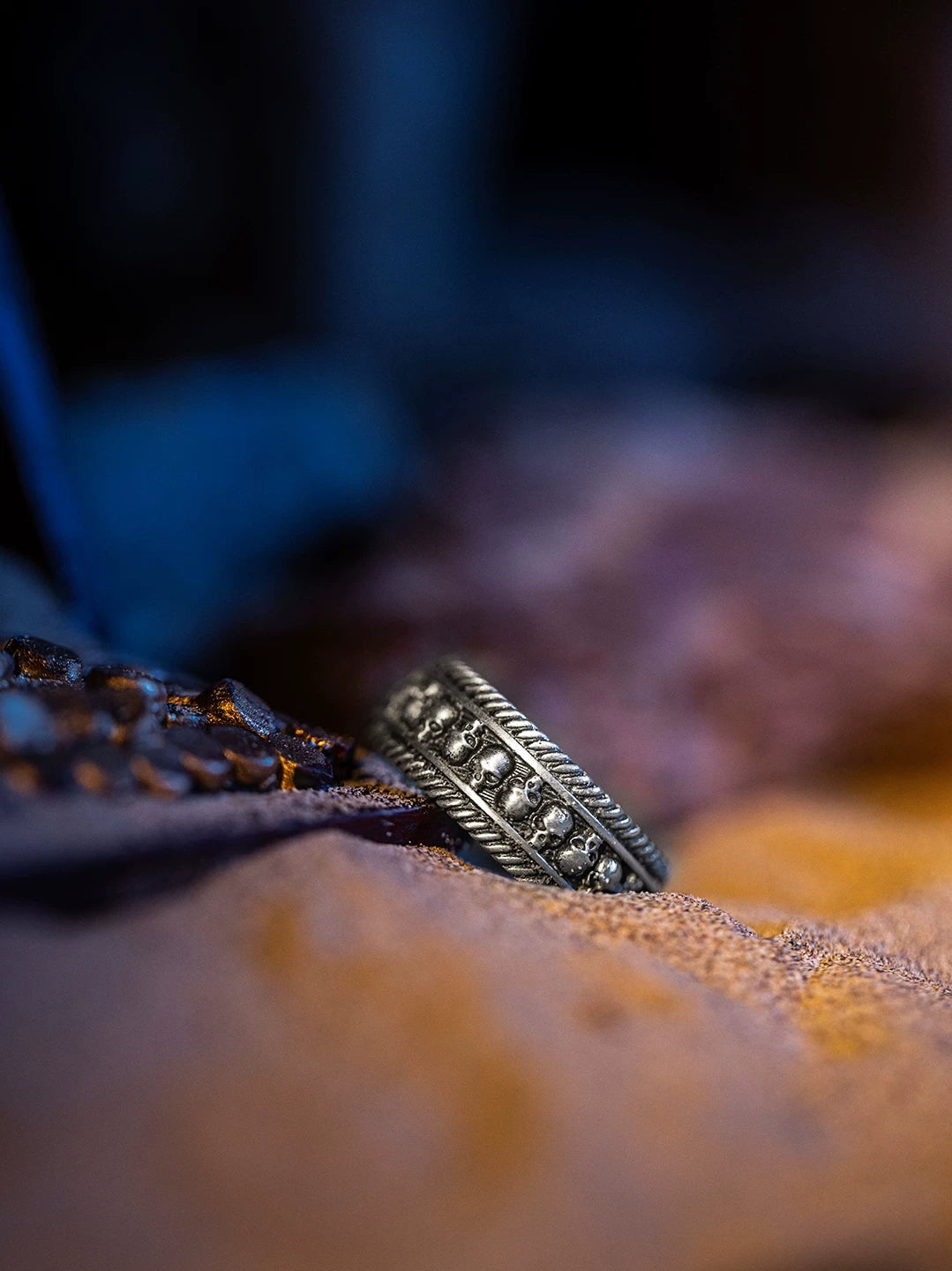 Skull Eternity 925 Sterling Silver Biker Band Ring – view 2