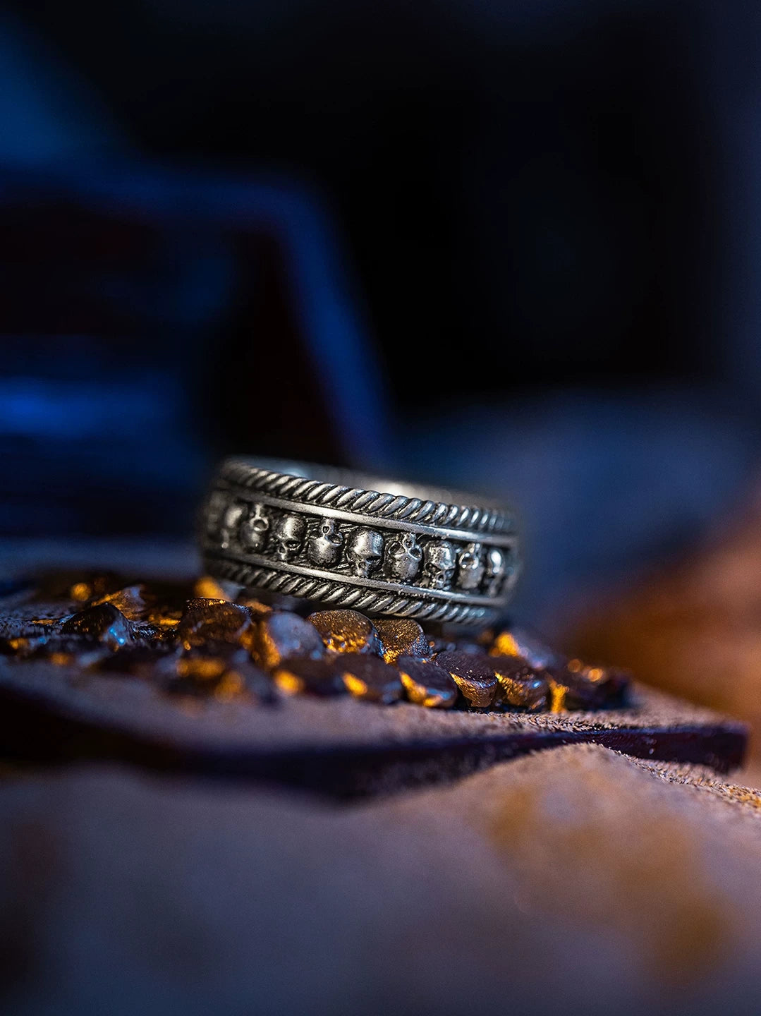 Skull Eternity 925 Sterling Silver Biker Band Ring – view 3