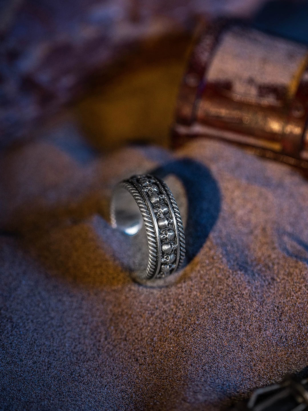Skull Eternity 925 Sterling Silver Biker Band Ring – view 4