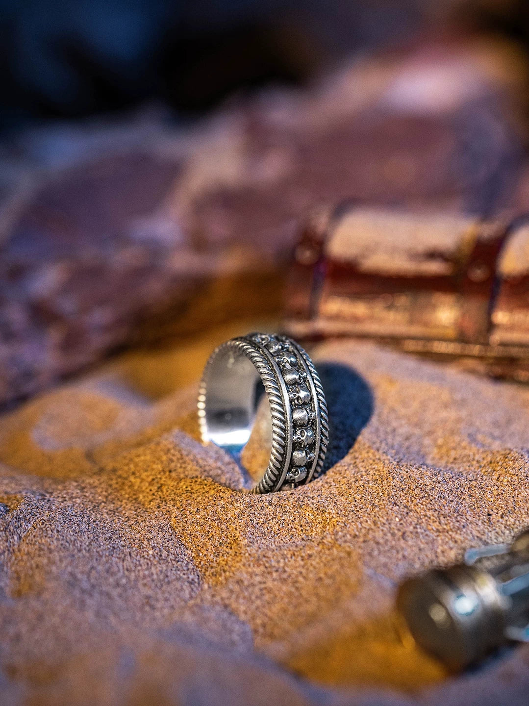Skull Eternity 925 Sterling Silver Biker Band Ring – view 5
