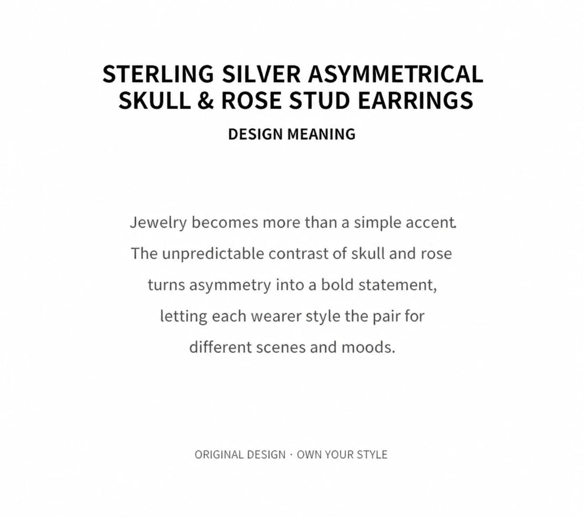 Skull and rose stud earrings design meaning