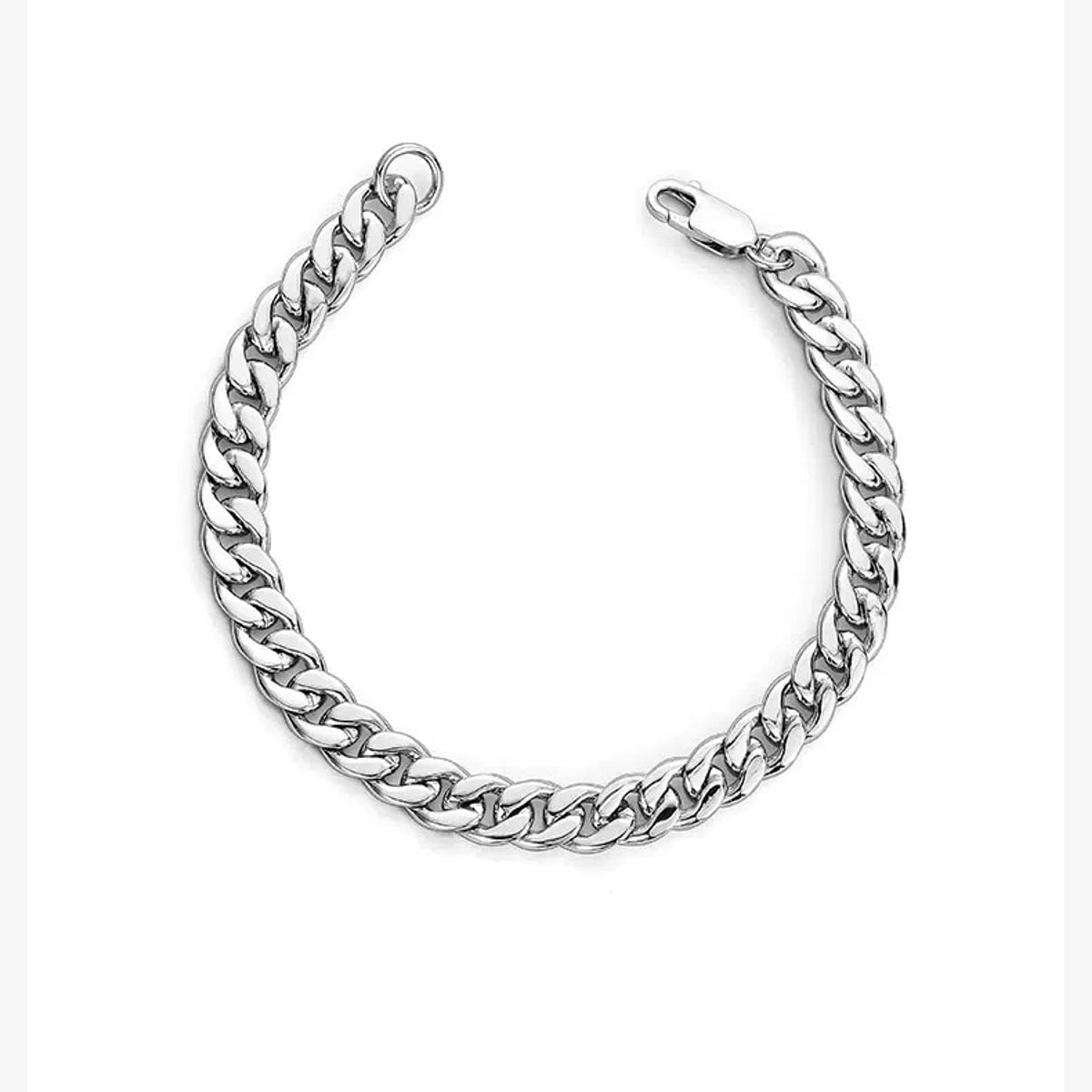 Smooth Cuban Link Silver-Plated Biker Bracelet – product view